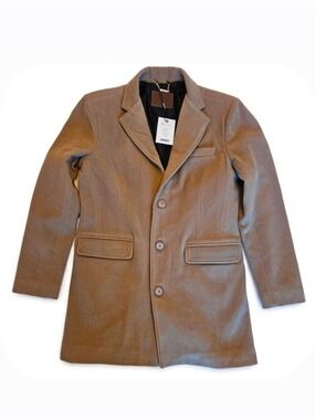 Men's Wool Coat Buttoned 80% Turkish Wool, Beige, Warm, XL, Snover, NWT